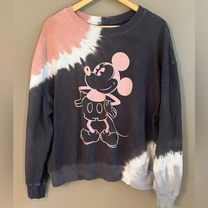 Disney Mickey Mouse Women’s Tie Dye Crew Neck Sweatshirt